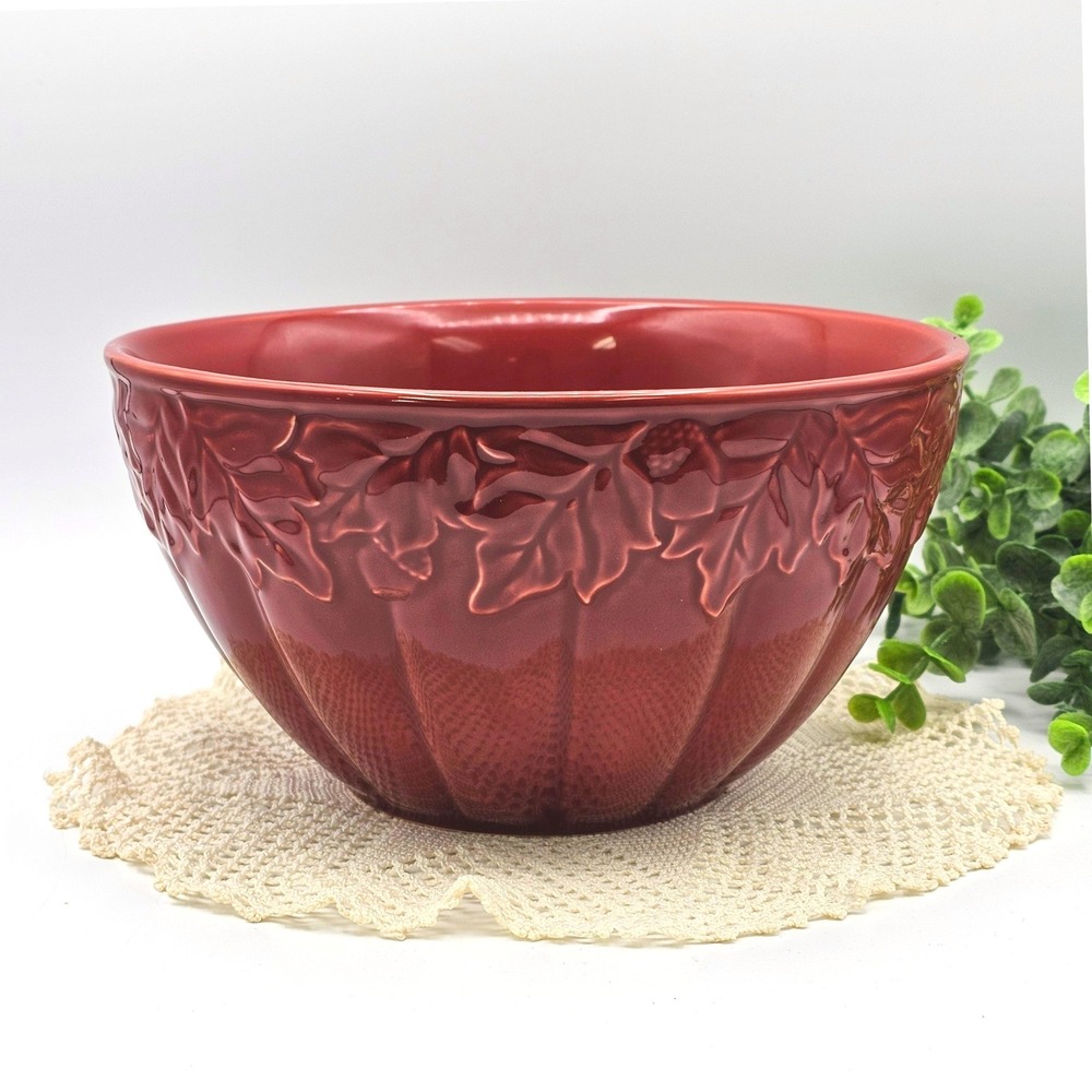 Better Homes &‎ Gardens Harvest 2009 Dark Orange Ceramic Mixing Bowl Autumn Fall